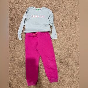 United Colors of Benetton Joggers and Shirt Set size 5-6 all cotton